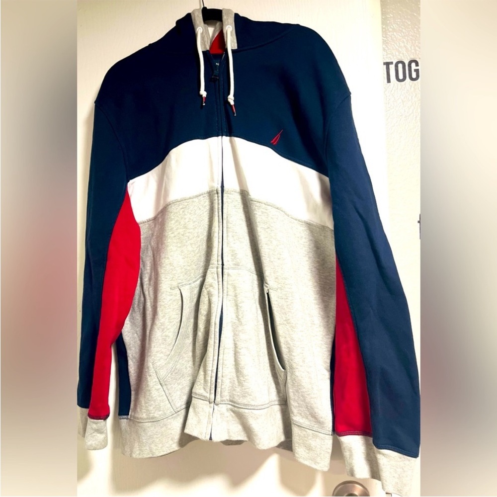 Nautica navy blue and Red Zip-Up Hoodie